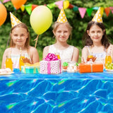 3 Pcs Iridescent Ocean Waves Tablecloths, 54 X 108 Inch Disposable Plastic Ocean Table Cloth, Water Print Tablecloths Ocean Table Cover For Beach Pool Sea Theme Party Decorations
