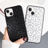 2 Pack Cute Cheetah Print For Iphone 13/14 6.1" Phone Case,Luxury Leopard Pattern Design Cases Soft Silicone Slim Tpu Shockproof Protective Bumper Cover For Women Girls-Black & White