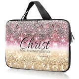 14" 15" Laptop Handle Bag Computer Bag,14.2" 15.4 Inch Pouch Holder Notebook Sleeve Cover Compatible For Dell,Lenovo,Toshiba Hp, Asus Notebook Messenger Briefcase-Glitter Philippians 4:13