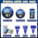 Christmas Nativity Party Supplies, Christmas Nativity Plates And Napkins Set, Disposable Jesus Holy Night Paper Plates Napkins Cups Knives Spoons Forks For Xmas Winter Holiday Party Decors, Serve 50