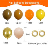 50Pcs 12Inch Fall Balloons Orange Brown Yellow Thanksgiving Party Decorations