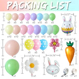 Pastel Easter Bunny Balloon Arch Kit,149Pcs Pastel Rainbow Balloon Garland With Easter Eggs,Bunny,Daisy,Carrot Foil Balloons For Baby Shower Fairy Princess Birthday Spring Tea Party Decoration