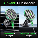 For 15W Magsafe Car Charger Fast Charging Automotive Ultra Magnetic Car Phone Holder Dashboard Vent Wireless Car Charger Fits For Iphone 15 14 13 12 Pro Max Android Smartphone
