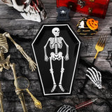 40Pcs Halloween Skeleton Coffin Plates Black White Skull Disposable Paper Dessert Plates