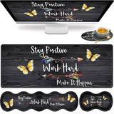 Large Gaming Mouse Pad, Keyboard Wrist Rest Pad + Mouse Wrist Pad + Coaster Set Extended Waterproof Non-Slip Table Mat Suitable For Home Office - Stay Positive Work Hard And Make It Happen