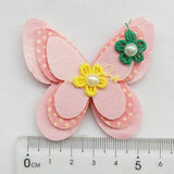 15Pcs New Padded Felt Butterfly Satin Ribbon Flowers Beads Appliques W