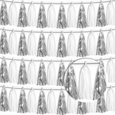4P White Silver Tassel Banner Garland Metallic Foil Fringe Banner Tinsel Tassels Streamer Banner Backdrop For Parade Floats, Graduation Bridal/Baby Shower Retirement Party Decorations