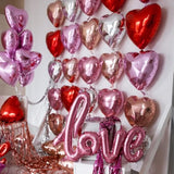 15Pcs Valentines Balloons Heart Shaped Balloons Valentines Day Heart Balloons Heart Foil Balloons Metallic Mylar Heart Balloons For Wedding Birthday Heart Party Decor Heart Baby Shower Decorations