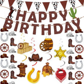 23 Pcs Western Party Decorations Set - Cowboy Birthday Banner, Hanging Swirls, Streamers For Party Supplies