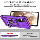 Motorola Moto Edge 5G 2025 Case with HD Screen Protector and Military-Grade Ring Holder Kickstand Slide Camera Lens Cover Shockproof Phone Case for Moto Edge 2025 Purple