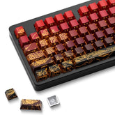 Xvx Shine Through Keycaps - Double Shot Pbt Keycaps 60 65 75 100 Percent, Side Print Key Caps Custom 129 Keys Set, Dye Sub Wave Of Kanagawa Key Caps For Mechanical Keyboards, Red
