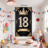 Happy 18St Birthday, Boys And Girls. Golden Black Crown Flag Background Decoration, Poster Background Photo, Booth Prop Decoration, Used For Birthday Parties, Wedding Anniversaries