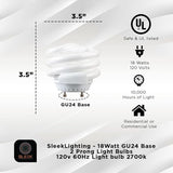 18W GU24 CFL Light Bulbs T2 Spiral 2700K Warm White 1170 Lumens UL Listed 4 Pack