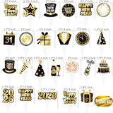 48pcs New Year 2026 Countdown Clock Cupcake Toppers Party Decor
