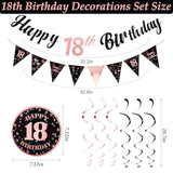 21St Birthday Decorations For Her Black Rose Gold Pre Assembled Happy 21St Birthday Banner, Bunting Swirls Streamers Party Decorations Supplies Black And Pink