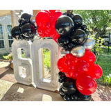 Red And Black Balloons Arch Kit, 140Pcs Matte Red Black Metallic Silver Garland Kit, 18 12 10 5 Inch Different Size Balloons For Birthday Party Anniversary Wedding Graduation Prom Decorations