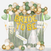 Bachelorette Party Decorations Supplies, Sage Green Bridal Shower Decorations Bride To Be Sash Veil, Nude White Gold Confetti Heart Balloons, Photo Booth Props, Fringe Curtains, Paper Tassels