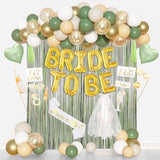 Bachelorette Party Decorations Supplies, Sage Green Bridal Shower Decorations Bride To Be Sash Veil, Nude White Gold Confetti Heart Balloons, Photo Booth Props, Fringe Curtains, Paper Tassels