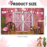 Western Cowgirl Birthday Banner Cowboy Backdrop Photography Booth Prop Pink Cowgirl Party Background For Girls Cowboy Birthday Baby Shower Party Decorations Supplies, 71 X 43 Inch