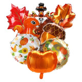 Thanksgiving Foil Balloon Set: Turkey, Pumpkin, Maple Leaf, Squirrel (8 Pcs)