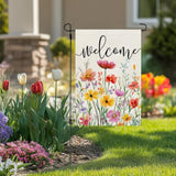 Spring Garden Flag Wildflowers Floral Double Sided 12X18 Inches Small Burlap Welcome Holiday Seasonal Yard Decoration For Outside Porch Cf1761-12
