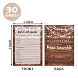 30 Sheet Rustic Word Scramble Housewarming Party Game Cards for New Homeowners