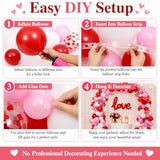 Valentine's Day Balloon Arch Kit, Pink Red White Balloon Set