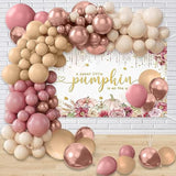 156 Pcs Boho Pumpkin Baby Shower Balloon Arch Kit Pink Sand White Balloons Decor