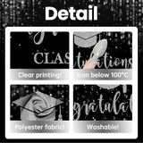 Class of 2026 Backdrop Black Silver Glitter Bokeh Graduation Party Background 2026 Congrats Grad Prom Party Cake Table Decoration Photo Booth Props (7x5ft)