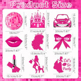 Hot Pink Birthday Party Decorations, Pink Princess Birthday Hanging Decorations, Princess Happy B-Day Banner Decor For Girls Doll Theme Party Cowgirl B-Day Decor