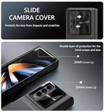 for Galaxy Z Fold 4 Case with Card Holder & Kickstand & Hinge Protection & Slide Camera Cover & Built-in Screen Protector, Rugged Phone Case