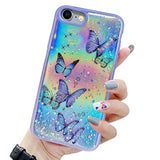 Girly Case For Iphone Se 2022/3Rd Case Iphone Se 2020/2Nd Iphone 7 Iphone 8 Case Cute Iridescent Butterfly Design Laser Bling Glitter Girls Women Soft Tpu Bumper Drop Protection Cover, Purple
