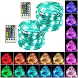 2 Pack Multi Color Changing String Lights,Battery Powered Led String Lights With Remote,50Leds 16Ft Silver Wire Lights F