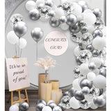 White And Silver Balloons Garland Arch Kit 5” 10 Inch 12” White Silver