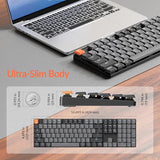 K5 Version 2 Wireless Bluetooth 5.2 Mechanical Keyboard, Low Profile Milk Pom Switch 100% Full-Size Layout Qmk Programmable, White Backlight With Shine-Through Keycaps For Mac Windows Linux