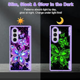 Glow in the Dark Galaxy Z Fold 7 Case with Stand and Hinge Protection for Women Girls, Purple Butterfly Design, Compatible with MagSafe, Slim Fit for Samsung Galaxy Z Fold 7
