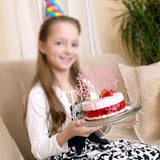 1Pcs Bow Happy Birthday Cake Topper Glitter Coquette Cake Pick Decorations For Girls Women Birthday Theme Baby Shower Party Supplies Pink