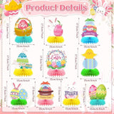 10 Pcs Easter Decorations Honeycomb Centerpieces?Easter Table Decor Happy Easter Bunny Easter Egg Centerpieces Table Honeycomb For Spring Easter Rabbit Photo Prop Party Supplies