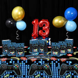 69pcs 13th Video Game Birthday Party Decorations Blue Gamer Backdrop Balloons