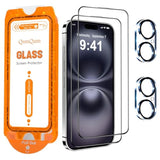 Iphone 16 Screen Protector With Camera Lens 2+2 Pack 9H Shatterproof Full Coverage