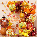 Thanksgiving Foil Balloons: Turkey, Maple Leaf, and Pumpkin Party Decor (Set of 9)