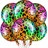 6 Pcs 18 Inch Neon Rainbow Leopard Birthday Foil Balloons Color Cheetah Balloons Cheetah Birthday Decorations Neon Rainbow Leopard Decorations Supplies For Party(Multicolor)