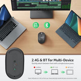 Bluetooth Wireless Mouse For Laptop, Computer Mouse Wireless (Bt5.2+2.4Ghz), Small To Medium Size, Left & Right Handed Office Usb Mice With Usba Receiver, 4 Buttons, Compatible With Pc, Desktop