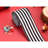 Christmas Ribbon For Tree, Black And White Striped Ribbon Wired Vertic
