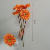 Artificial Flowers Daisies,19 Inch Faux Gerbera Daisies Flowers Bouquet,Fake Flowers Silk Petals Forever Plants For Wedding Bridal Bouquet Centerpieces Bridal Shower Birthday (4, Orange)