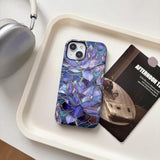 Purple Lotus Flower Case for iPhone 15, Aesthetic Cute Floral Phone Case for Women, Protective Hybrid 2-Layer Hard Shell Silicone Cover Durable Shockproof Phone Cover