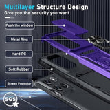Compatible With Moto G Stylus 5G 2025 Case Built In Slide Camera Lens Cover+Screen Protector+Finger Ring Holder Kickstand,Heavy Duty Shockproof Full Body Protective Phone Cover,Purple