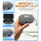 Secure Lock for JBL Endurance Peak 4 Case Cover with Cleaner Kit, Protective PC Transparent Hard Shell Compatible with JBL Endurance Peak 4 Earbuds Charging Case with Keychain