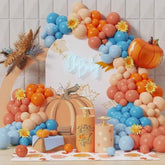 Fall Pumpkin Balloon Arch Kit: Burnt Orange & Blue Baby Shower Decor