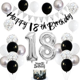 18Th Birthday Decorations For Boys, Blue Happy 18Th Birthday Banner With Navy Blue Silver 18Th Balloons 18 Cake Topper Decor Number 18 Balloon For Girls 18 Year Old Party Decoration